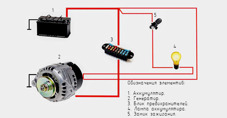 Схема проводки лампочки аккумулятора